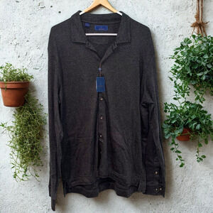 David Donahue Charcoal Gray Long Sleeve Pima Cotton Mens Shirt Size XL NWT